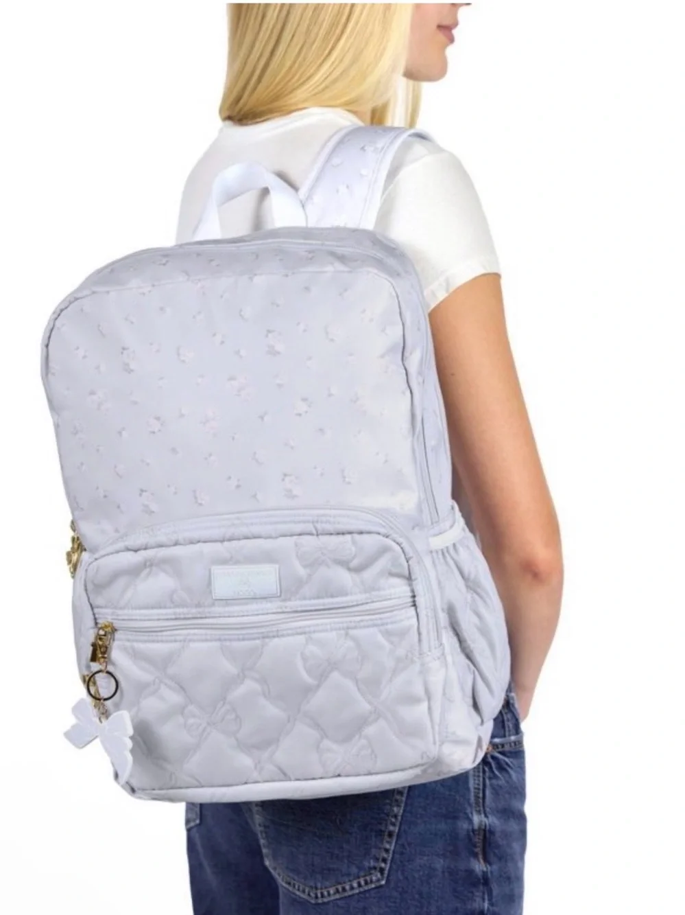 LoveShackFancy Lavender Quilted Kids Backpack with Bow Charm